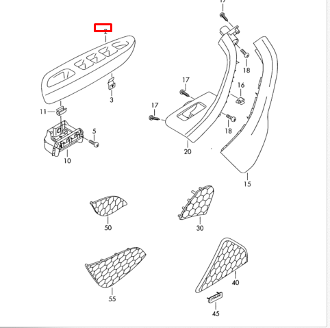 NEW VW EOS FRONT RIGHT DOOR HANDLE SHELL UPPER PART RHD 1Q2867372C81U ORIGINAL