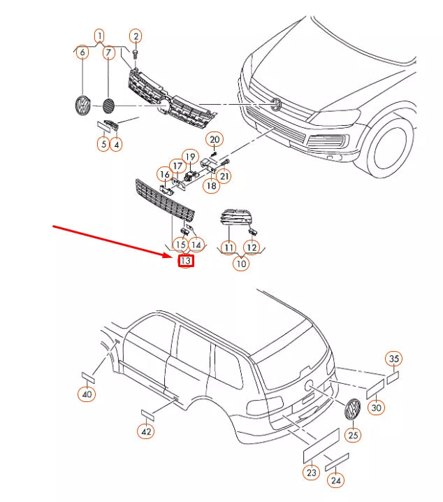 NEW VW TOUAREG 7P FRONT BUMPER CENTRE AIR GUIDE GRILLE 7P6853671ERYP ORIGINAL