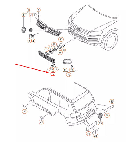 NEW VW TOUAREG 7P FRONT BUMPER CENTRE AIR GUIDE GRILLE 7P6853671ERYP ORIGINAL