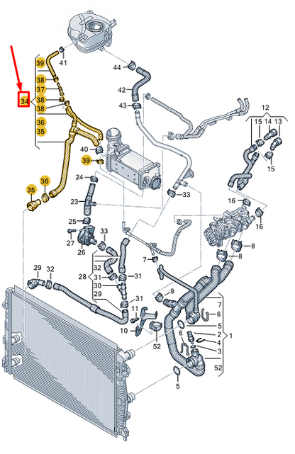 new skoda scala engine coolant hose 2q0122101cg original