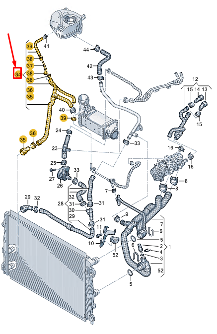 new skoda scala engine coolant hose 2q0122101cg original