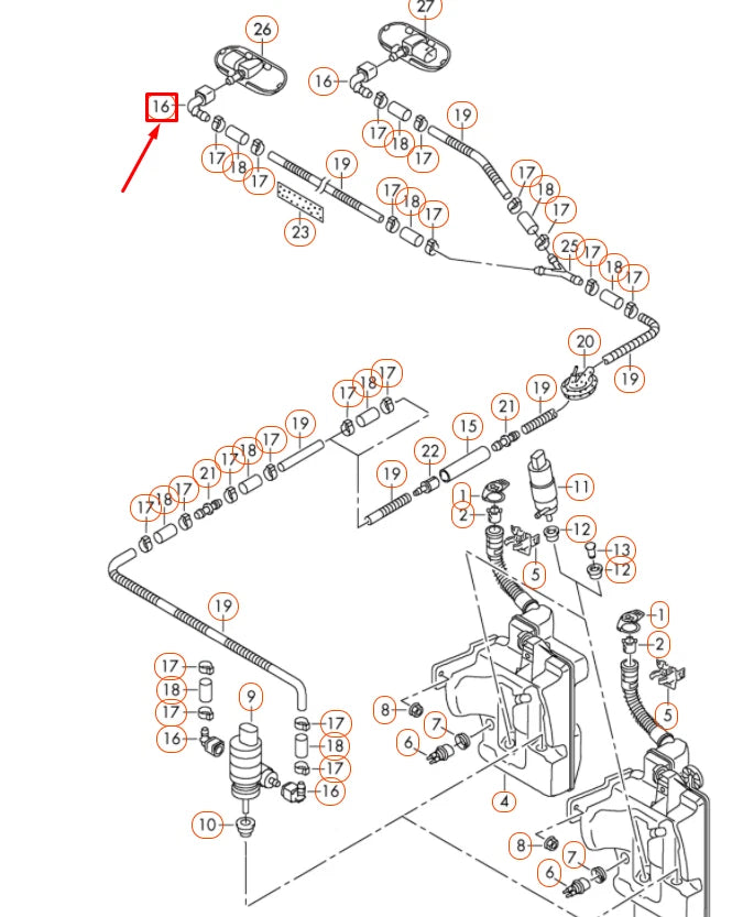 NEW AUDI A1 8X WINDSCREEN WASHER SYSTEM ELBOW FITTING 3B0955665C ORIGINAL