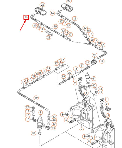 NEW AUDI A1 8X WINDSCREEN WASHER SYSTEM ELBOW FITTING 3B0955665C ORIGINAL