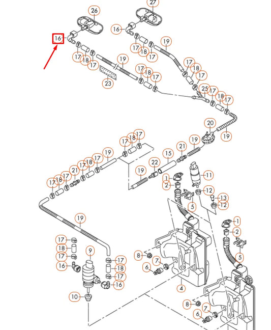 NEW AUDI A1 8X WINDSCREEN WASHER SYSTEM ELBOW FITTING 3B0955665C ORIGINAL