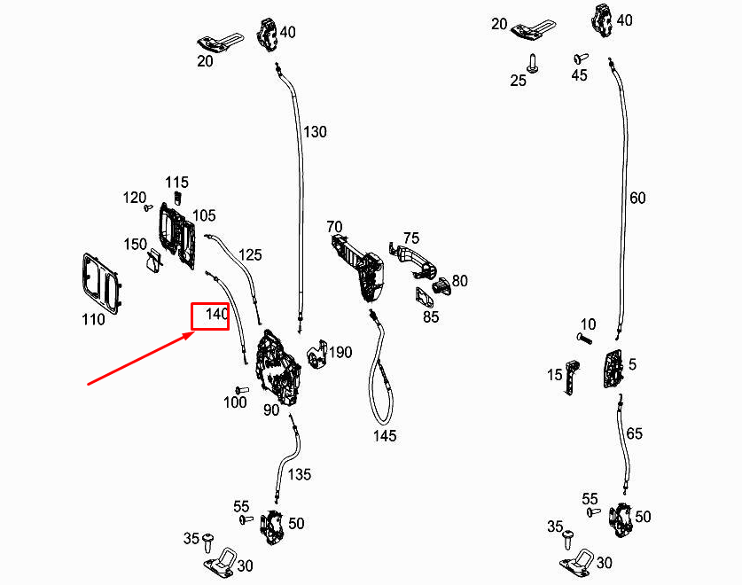 NEW MERCEDES-BENZ VITO W447 REAR END DOOR RIGHT CABLE A4477604200 ORIGINAL