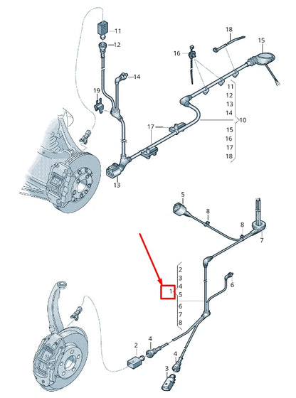 NEW AUDI Q3 F3 RIGHT SPEED SENSOR WIRING HARNESS 5TA927903L