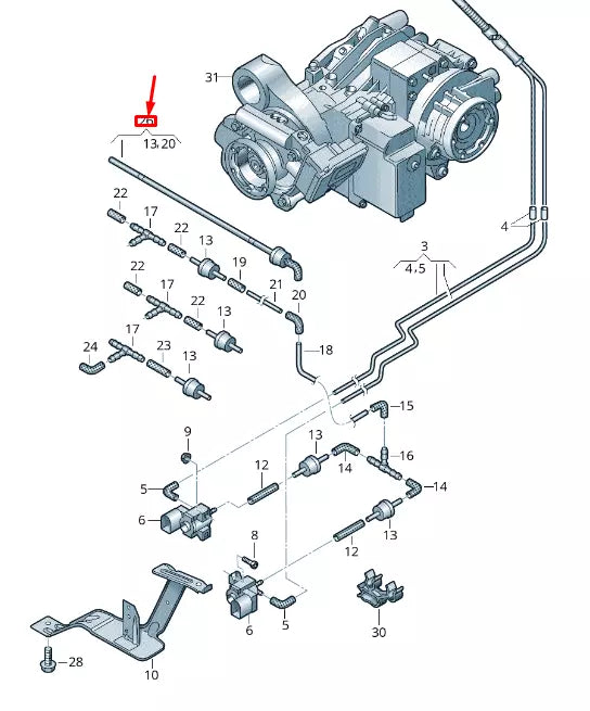 NEW VW TRANSPORTER VI T6 REAR AXLE DIFFERENTIAL VACUUM HOSE 7E0525689J