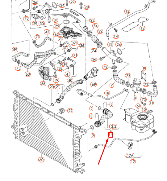 NEW AUDI A8 D4 RADIATOR UPPER COOLANT HOSE 4H0122101C ORIGINAL