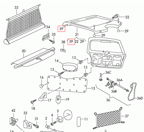 new skoda fabia 5j parcel shelf right retainer 5j6867378f original