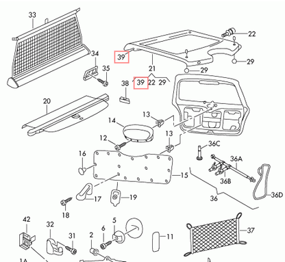new skoda fabia 5j parcel shelf right retainer 5j6867378f original