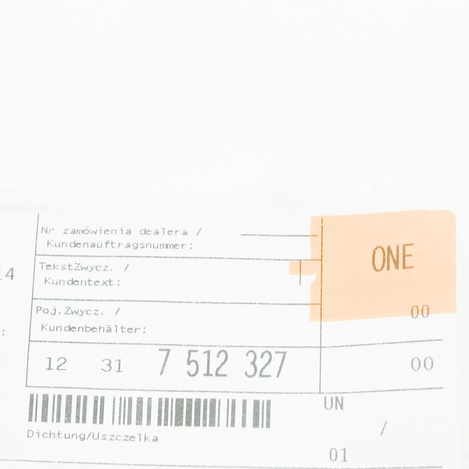 NEW BMW 7 E65, E66, E67 ALTERNATOR HOUSING GASKET 12317512327 7512327 ORIGINAL