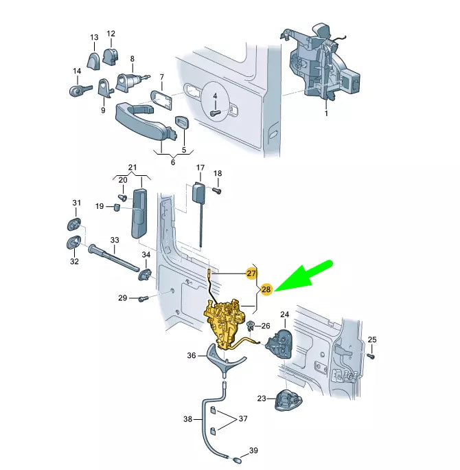NEW VW TRANSPORTER T5 LEFT SLIDING DOOR REMOTE CONTROL LOCK 7H0843653BR