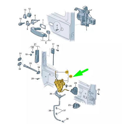 NEW VW TRANSPORTER T5 LEFT SLIDING DOOR REMOTE CONTROL LOCK 7H0843653BR