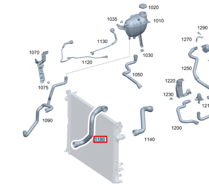 NEW MERCEDES-BENZ GLE W167 RIGHT SIDE WATER RADIATOR HOSE A1675003500 ORIGINAL