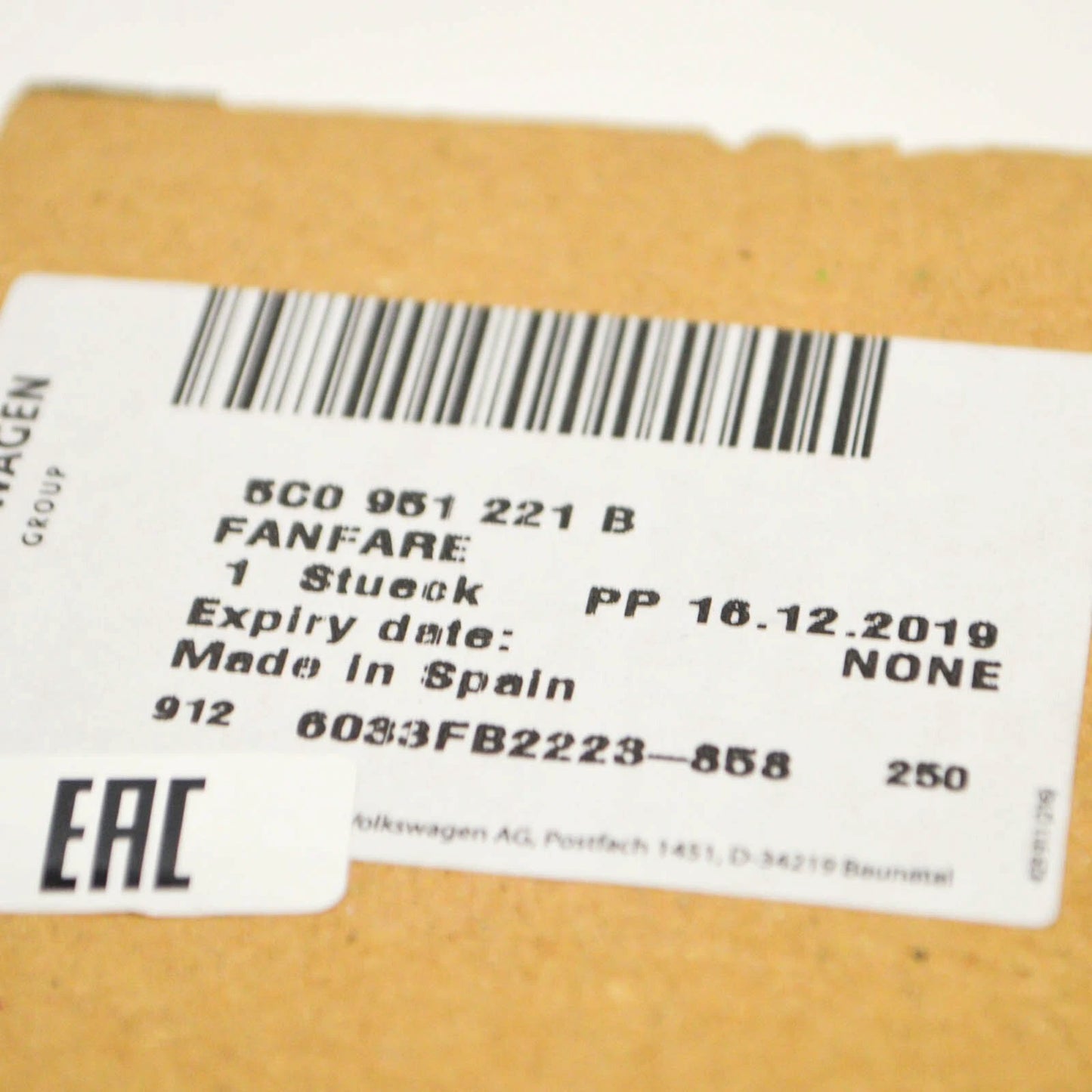 NEW VOLKSWAGEN ATLAS HORN SIGNAL 5C0951221B 2018