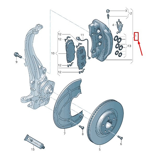 new audi tt fv front right brake caliper 8w0615108aj original