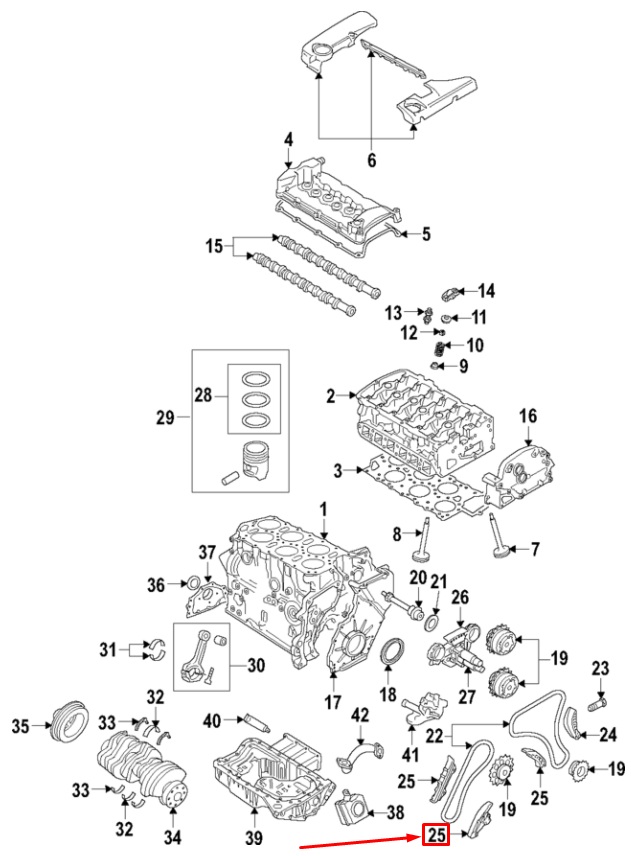 new audi q7 4l upper chain guide rail 03h109513b original