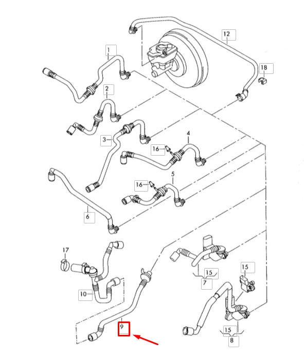 NEW VW PASSAT B6 3C BRAKE BOOSTER PIPE 3C0612041BC ORIGINAL
