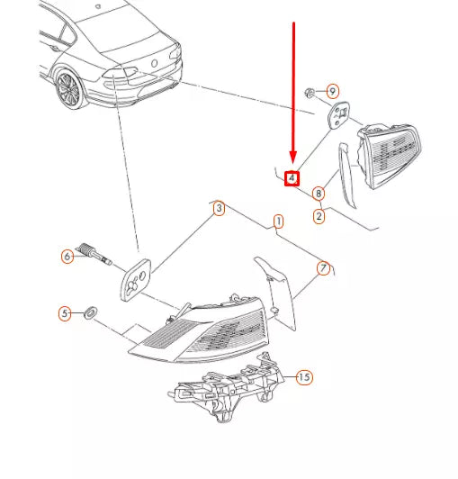 NEW VOLKSWAGEN PASSAT B8 REAR INNER TAIL LIGHT SEAL 3G5945395 ORIGINAL