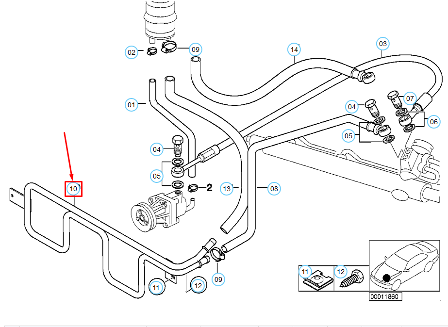 new bmw 3 compact e36 power steering cooling coil hose 32411095524 original