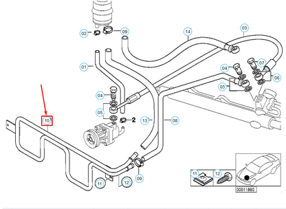 new bmw 3 compact e36 power steering cooling coil hose 32411095524 original
