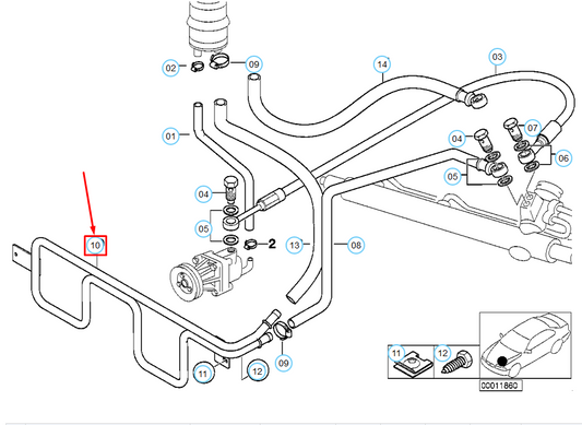 new bmw 3 compact e36 power steering cooling coil hose 32411095524 original
