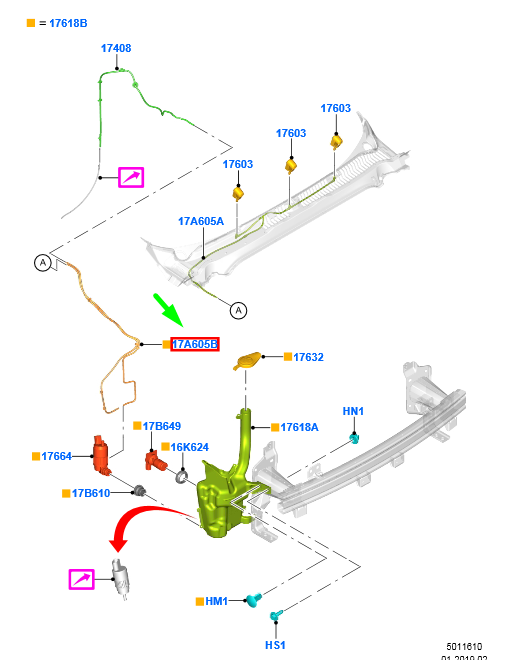 new ford mondeo mk5 windshield washer hose ds73-17k605-ae 2011140 original