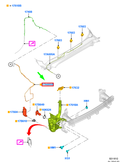 new ford mondeo mk5 windshield washer hose ds73-17k605-ae 2011140 original