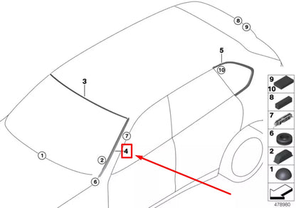 NEW BMW X5 F15,F85 WINDSHIELD LEFT VERTICAL TRIM 7387917 51317387917 ORIGINAL