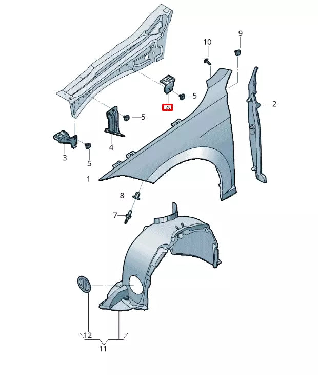 NEW VOLKSWAGEN JETTA MK7 FRONT LEFT FENDER HOLDER 17A809561A