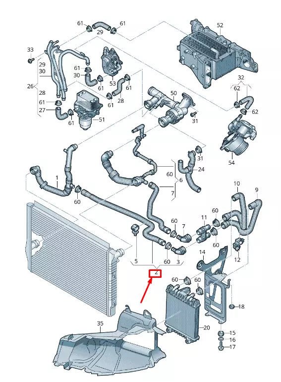 NEW VW PASSAT B8 3G COOLANT HOSE WITH QUICK RELEASE COUPLING 3Q0122051AH