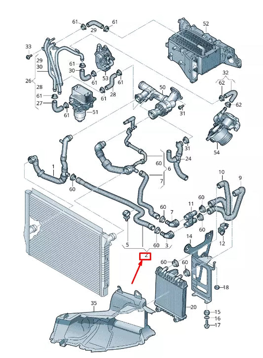 NEW VW PASSAT B8 3G COOLANT HOSE WITH QUICK RELEASE COUPLING 3Q0122051AH