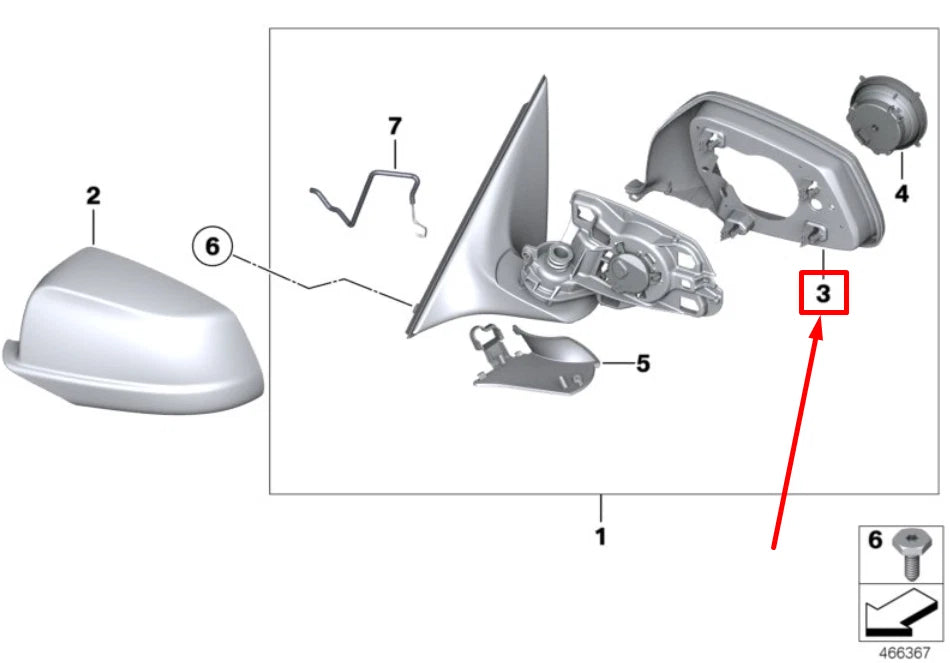 NEW BMW 5 F10 FRONT RIGHT MIRROR SUPPORTING RING 51167216368 7216368 ORIGINAL