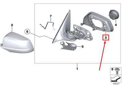 NEW BMW 5 F10 FRONT RIGHT MIRROR SUPPORTING RING 51167216368 7216368 ORIGINAL