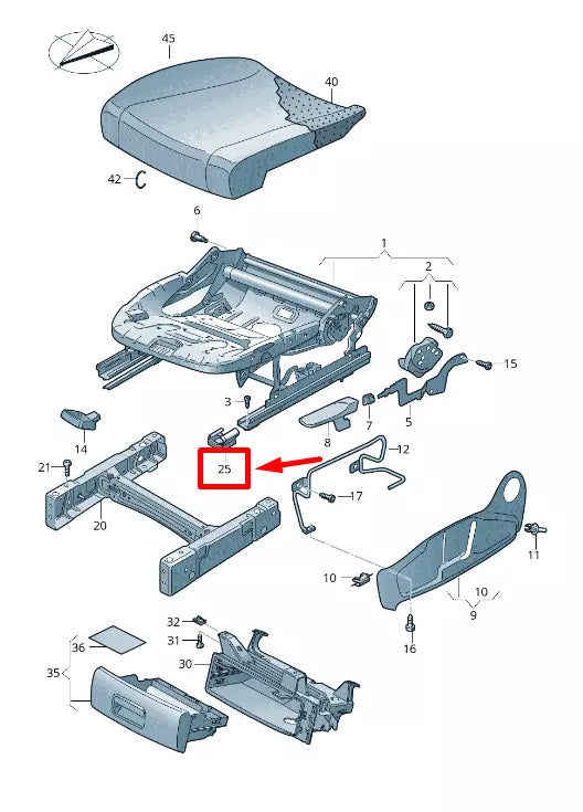 NEW VW CADDY ALLTRACK SEAT FRAME GUIDE RAIL COVER 2K5881348B9B9 ORIGINAL