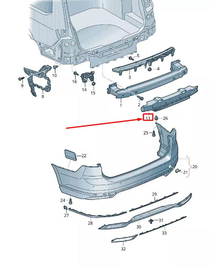 NEW VW PASSAT B8 3G REAR BUMPER FOAM FILLER PIECE 3G9807251C