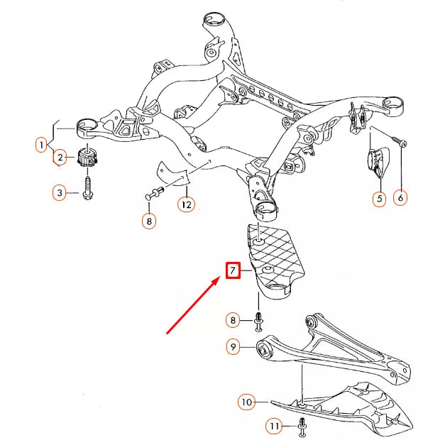 NEW AUDI Q7 4L REAR CARRIER ASSEMBLY LEFT STONE CHIP GUARD 7L0501559A