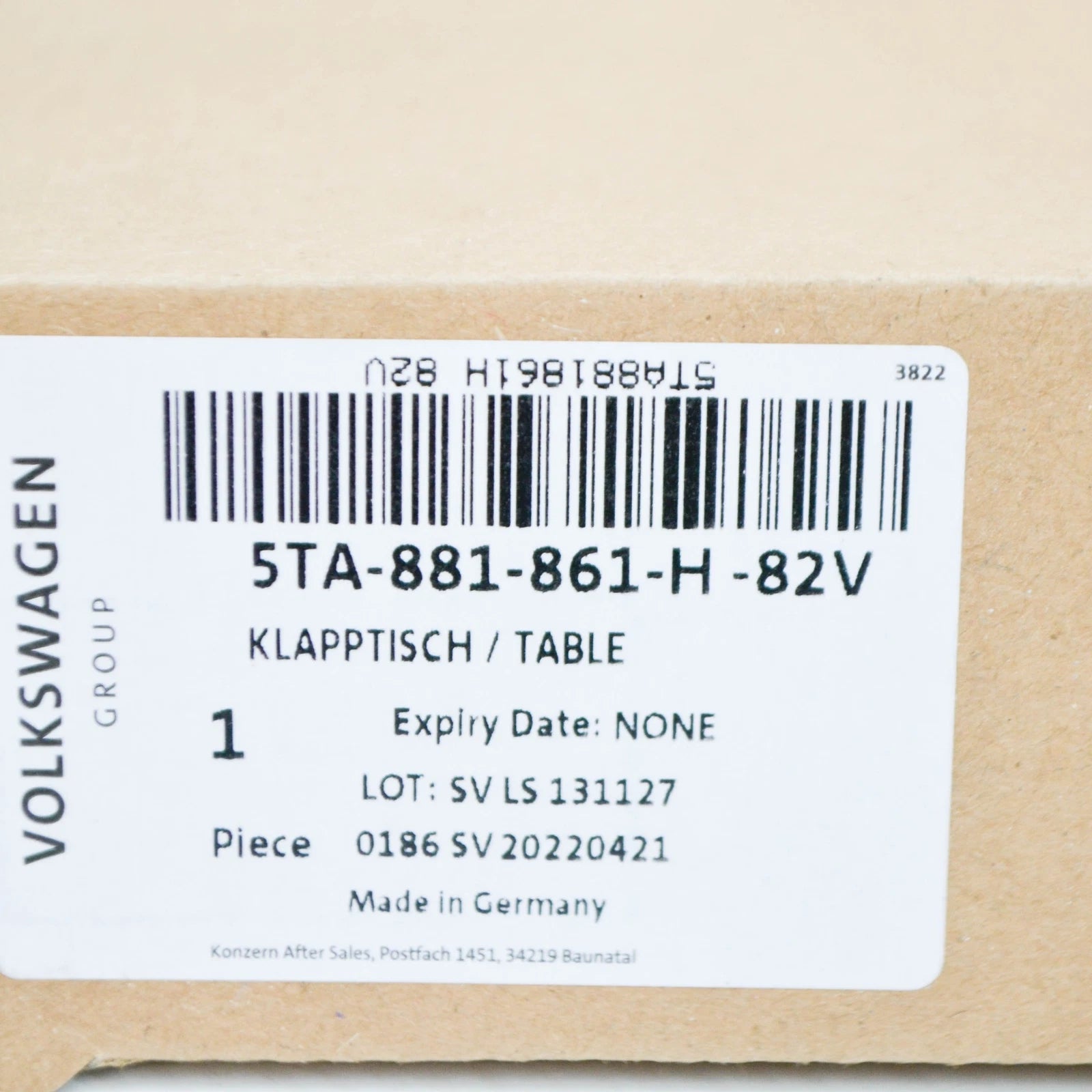 NEW VOLKSWAGEN TIGUAN AD FRONT LEFT BACKREST FOLDING TABLE 5TA881861H82V