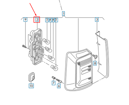 NEW VOLKSWAGEN CADDY MK3 REAR LEFT BULB CARRIER 2K1945257B ORIGINAL