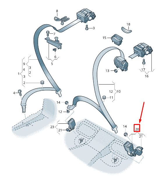 new audi a6 c8 rear left seat belt latch 4k8857739ag mnb 4k8857739agmnb original