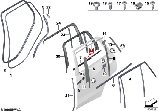 new bmw x5 g05 rear right top door window frame finisher 51357444074 original