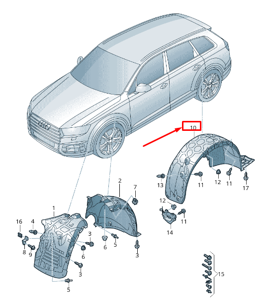 new audi q7 4m rear left wheel housing liner 4m0810171j original
