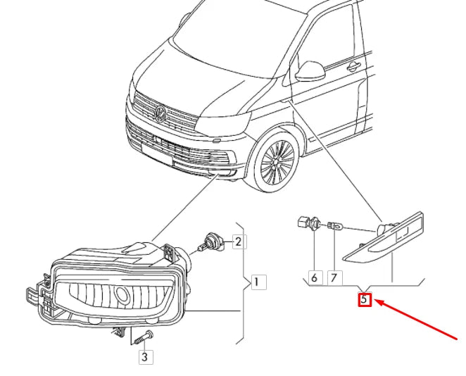 NEW VW TRANSPORTER T6 FRONT RIGHT FENDER TURN SIGNAL 7E0949102D9B9 ORIGINAL