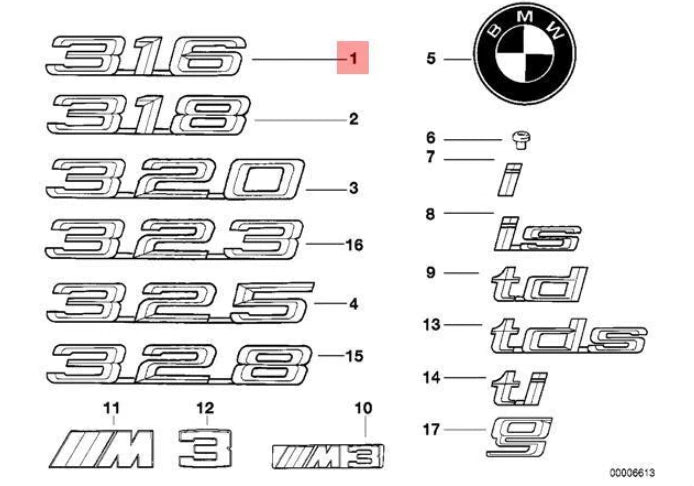 NEW BMW Z3 E36 TRUNK LID CHROME EMBLEM 51141977249 ORIGINAL