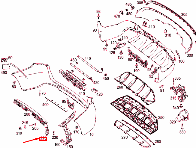 NEW MERCEDES-BENZ GLC X253 REAR LEFT BUMPER BASIC MOUNTING A2538800903 ORIGINAL