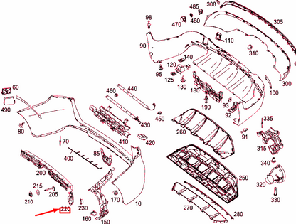 NEW MERCEDES-BENZ GLC X253 REAR LEFT BUMPER BASIC MOUNTING A2538800903 ORIGINAL