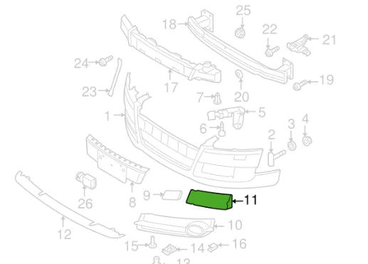 NEW AUDI TT 8J FRONT RIGHT FOG LIGHT GRILLE TRIM 8J0807152B