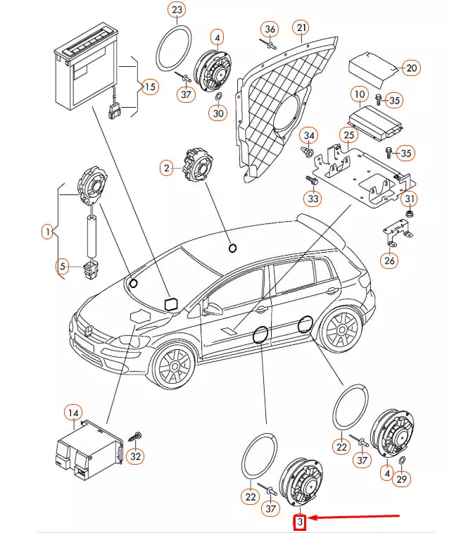 NEW VOLKSWAGEN GOLF MK6 FRONT DOOR BASS LOUDSPEAKER 1K8035454