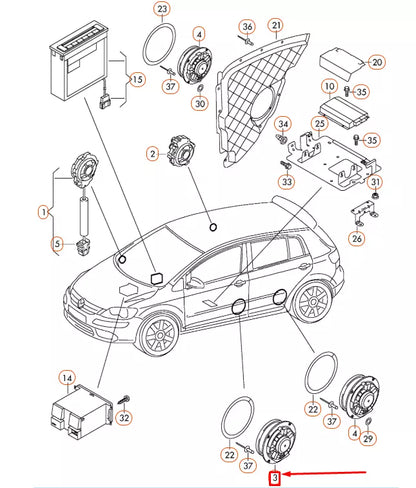NEW VOLKSWAGEN GOLF MK6 FRONT DOOR BASS LOUDSPEAKER 1K8035454