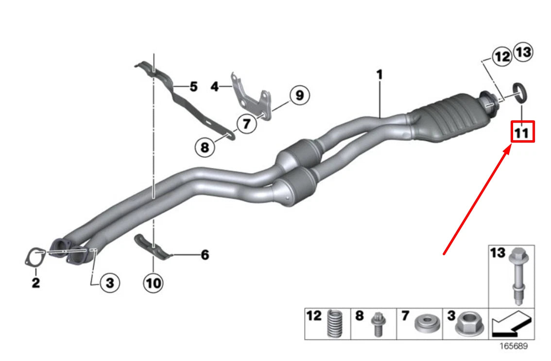 NEW BMW 1 CABRIO E88 REAR EXHAUST GASKET RING 7553130 18117553130 ORIGINAL